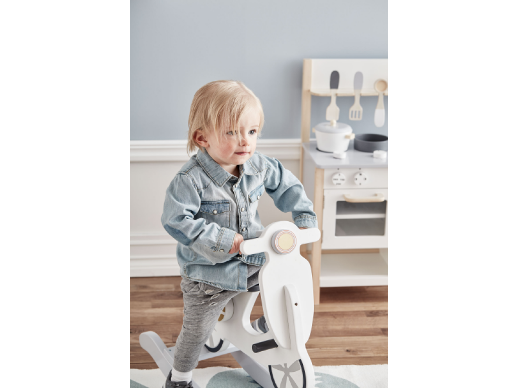 Kid's Concept hojdací drevený skúter - sivobiely