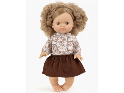 Minikane set kvietková blúzka s hnedou sukničkou