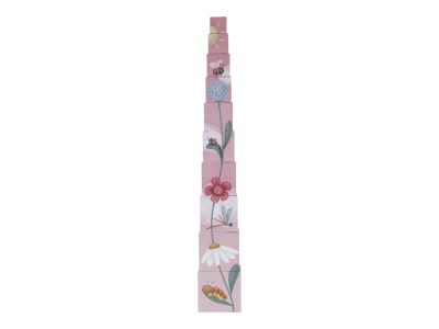 Little Dutch kartónové kocky 10ks - kvety a motýle