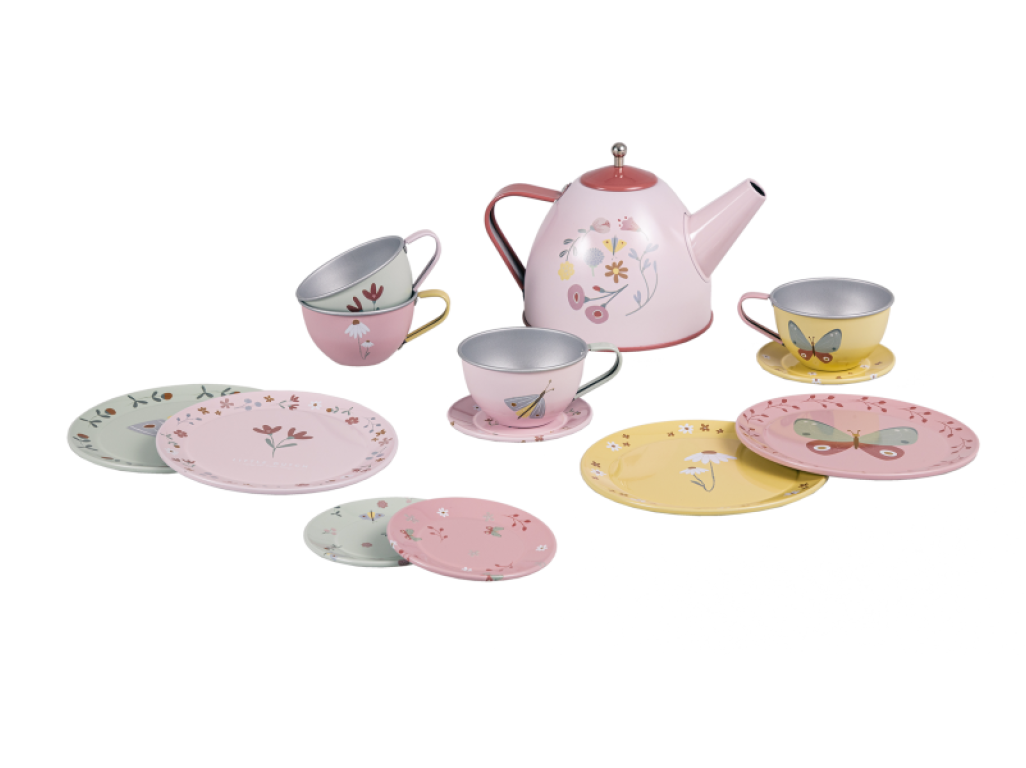 Little Dutch kovový čajový set kvety a motýle