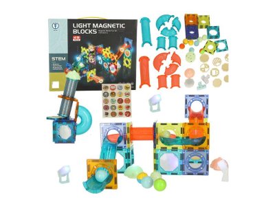 Magnetická stavebnica svietiaca dráha s guľôčkami - 49ks