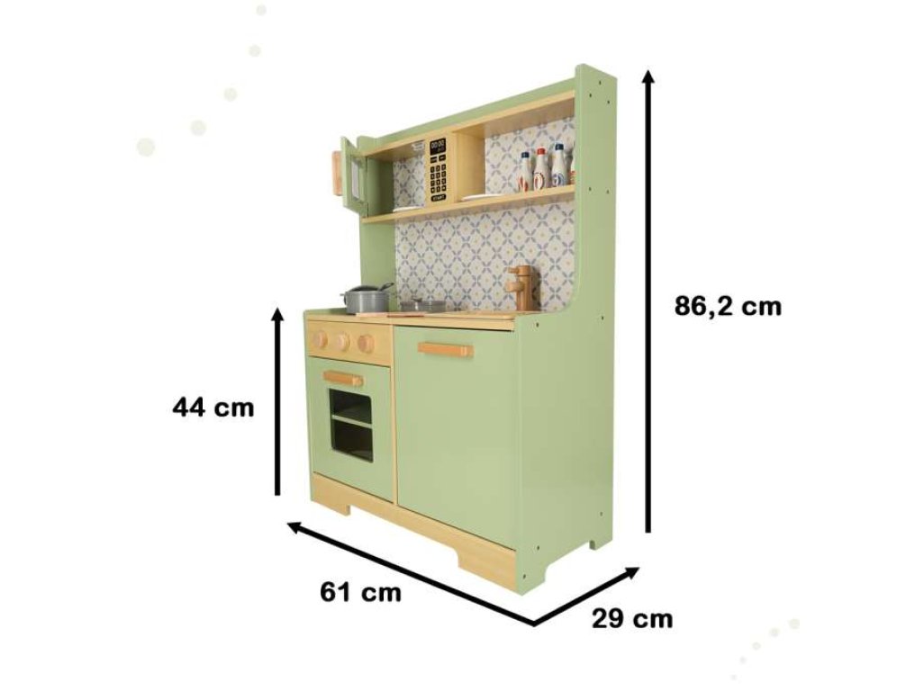 Drevená kuchynka s príslušenstvom - mint 86cm