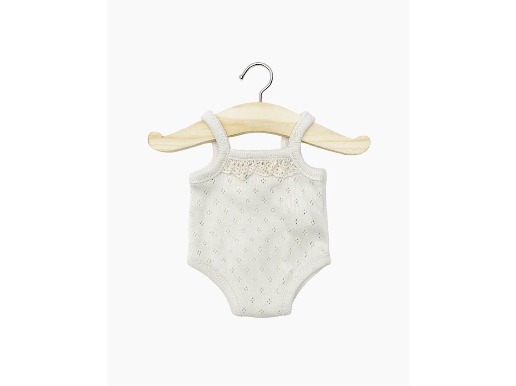 Minikane Body na ramienka s čipkou a vzorom - beige