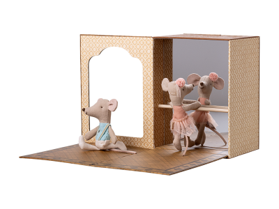 Maileg baletné štúdio s dvomi myškami a postieľkami