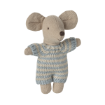 Maileg myška bábatko v košíku - modrá