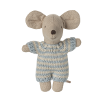 Maileg myška bábatko v košíku - modrá