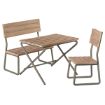 Maileg záhradný stôl, lavica a stolička miniature