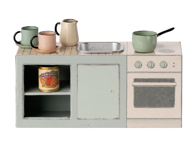 Maileg kuchynský drez pre myšky so sporákom a riadmi